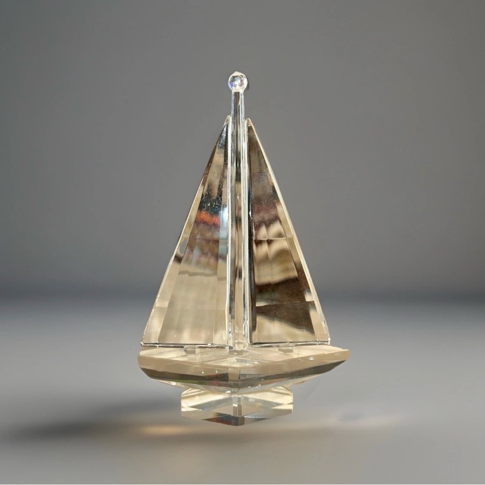 Elegant Clear Crystal Sailboat Decor